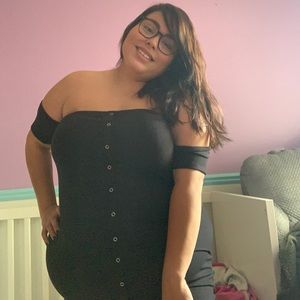 Black plus size body con dress
